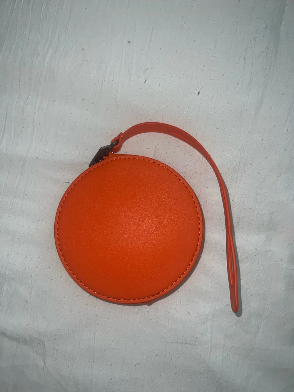 Away Orange Round Leather Wristlet Coin Pouch